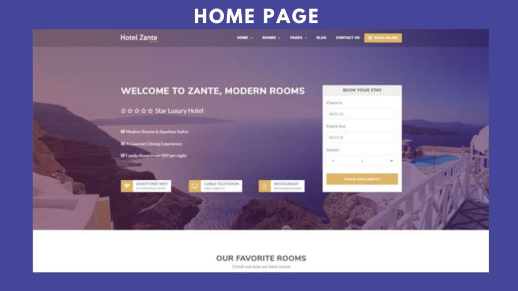 Hotel Website front page